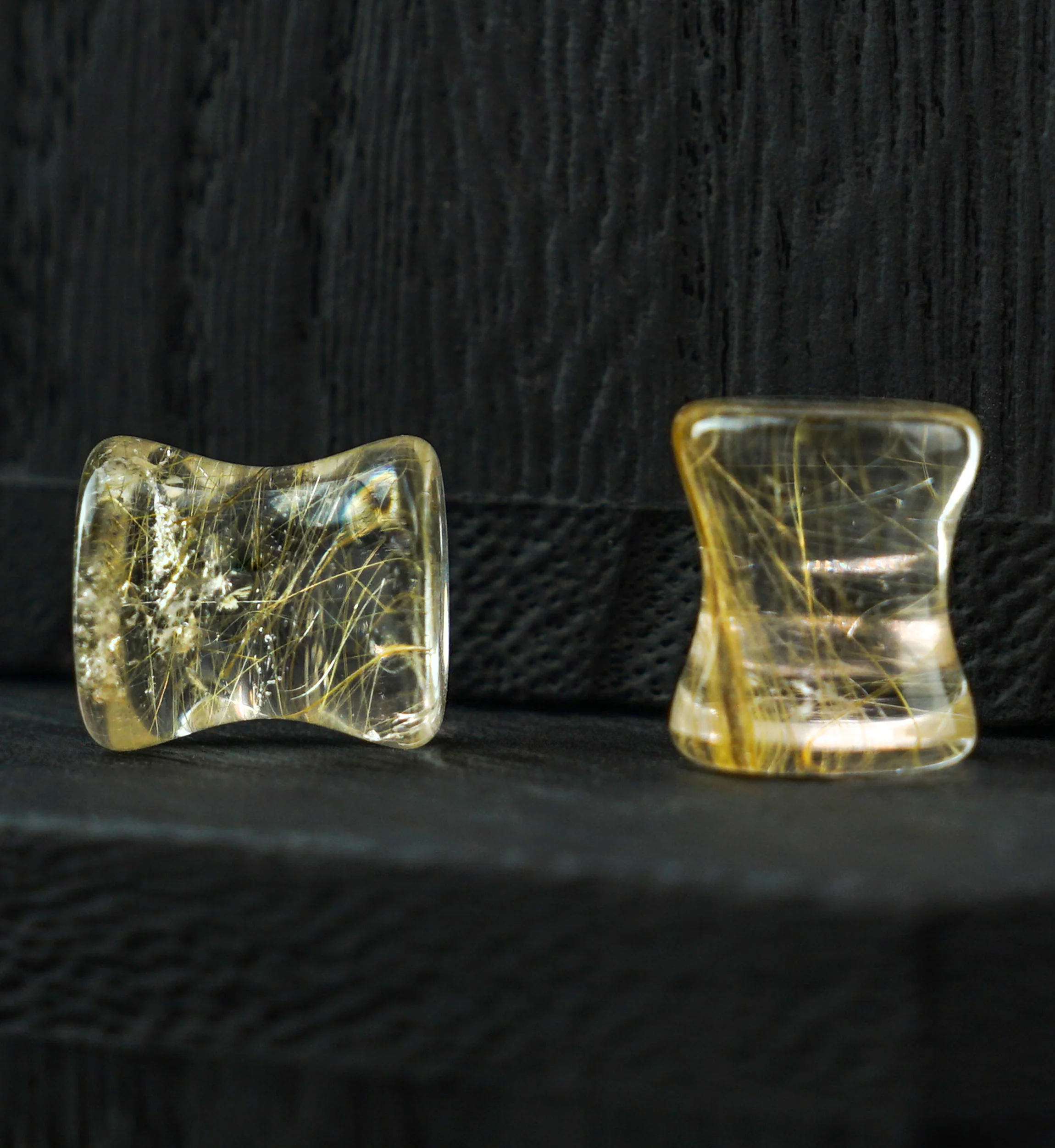 Rutilated Quartz Stone Plugs 0G (8mm) Version 1