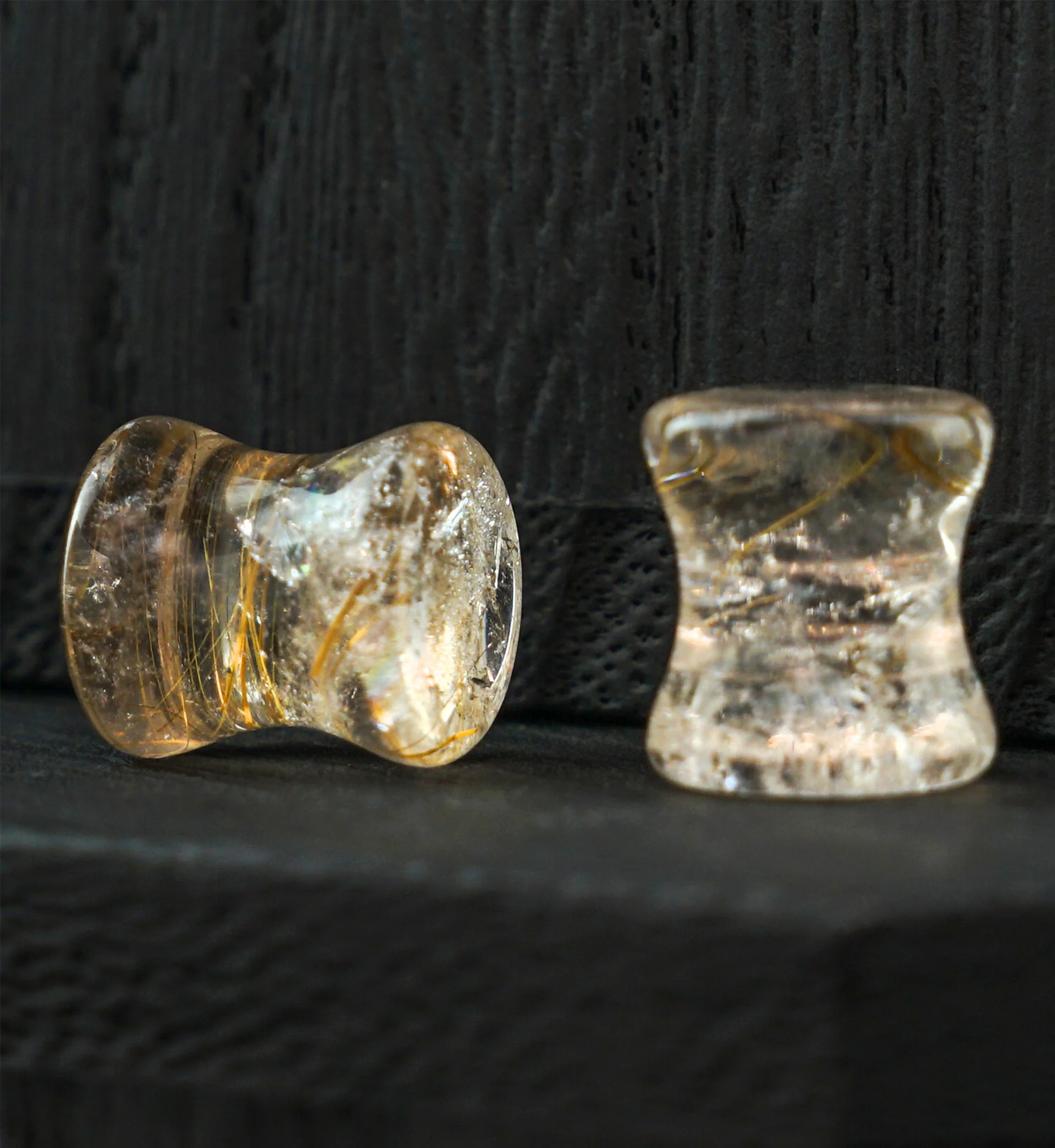 Rutilated Quartz Stone Plugs 0G (8mm) Version 3