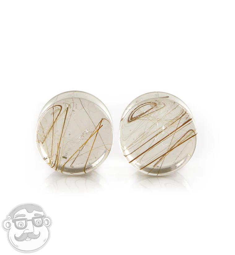 Rutilated Quartz Stone Plugs 1-2" (12mm) Version 5