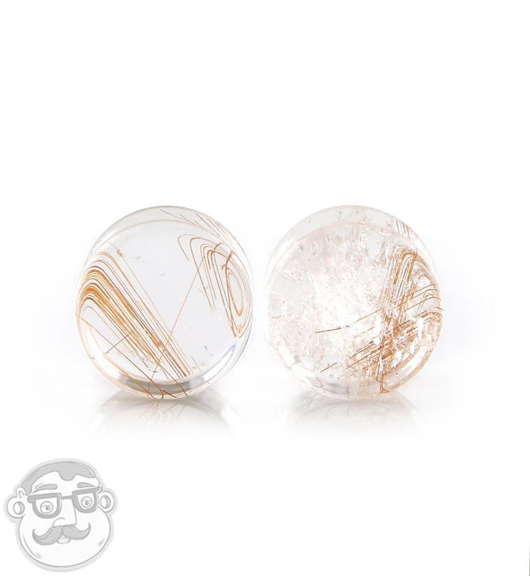 Rutilated Quartz Stone Plugs 1-2" (12mm) Version 8