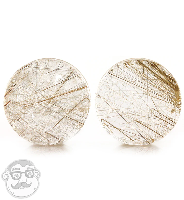 Rutilated Quartz Stone Plugs 1 Inch (25mm)