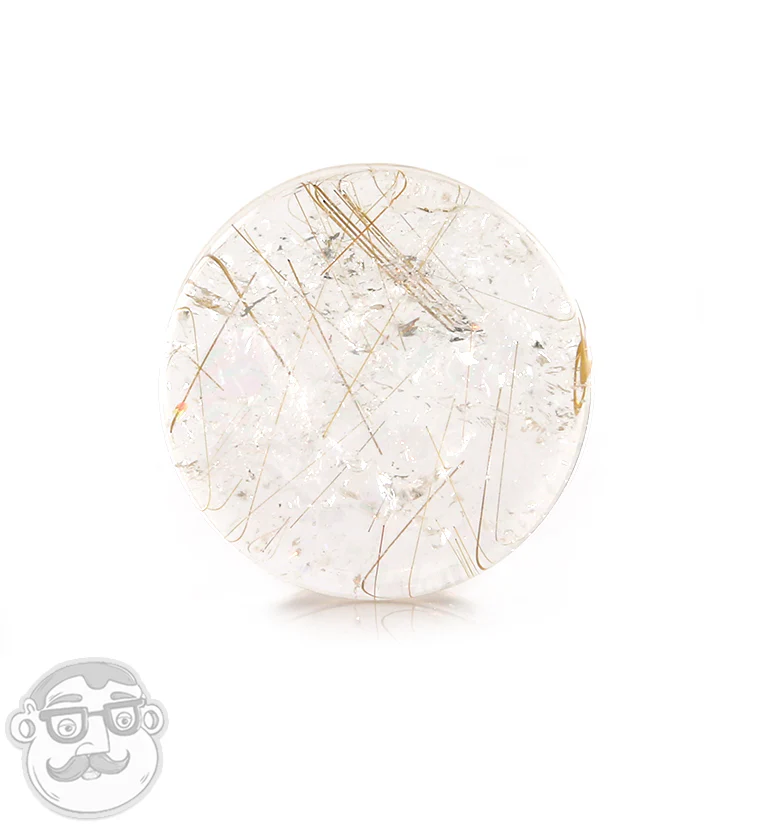 Rutilated Quartz Stone Plugs 1 Inch (25mm) 1 PIECE