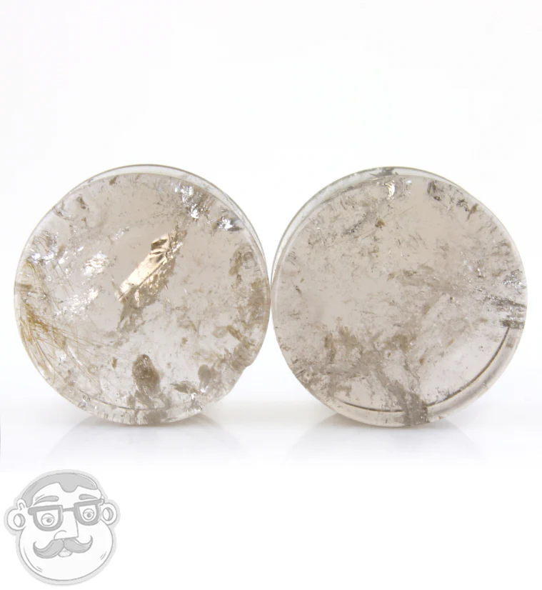 Rutilated Quartz Stone Plugs 1 Inch (25mm) IMPERFECT