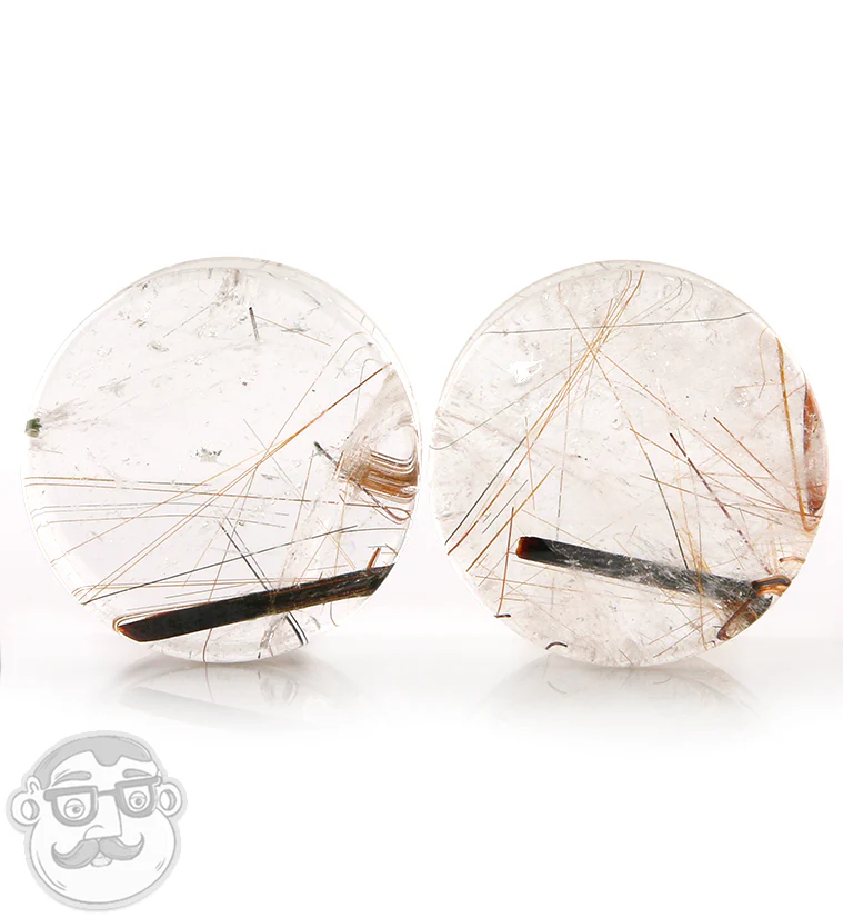 Rutilated Quartz Stone Plugs 1 Inch (25mm) Version 11