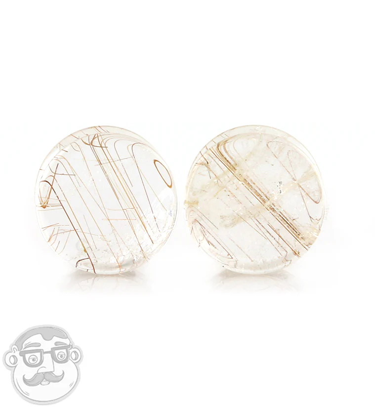 Rutilated Quartz Stone Plugs 9/16" (14mm) Version G