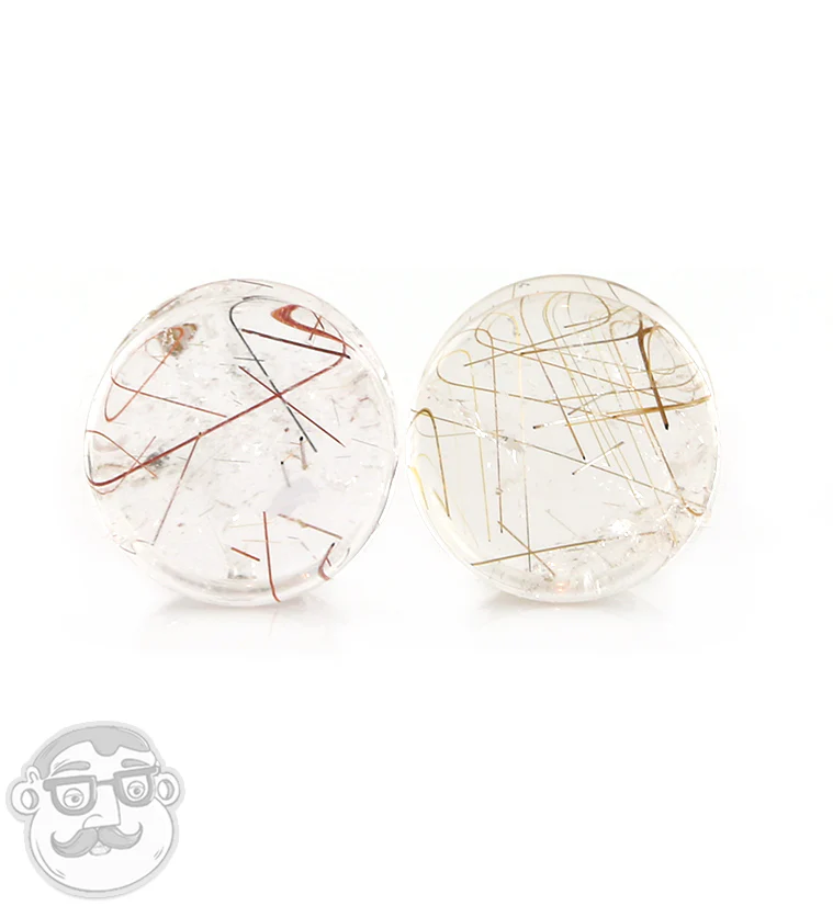 Rutilated Quartz Stone Plugs 9/16" (14mm) Version H