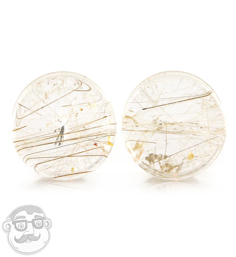 Rutilated Quartz Stone Plugs 5/8" (16mm)﻿﻿ Version 5