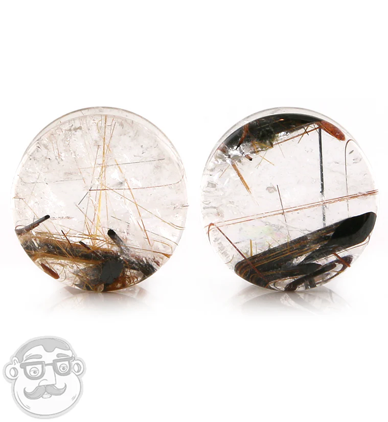 Rutilated Quartz Stone Plugs 5/8" (16mm) Version 6