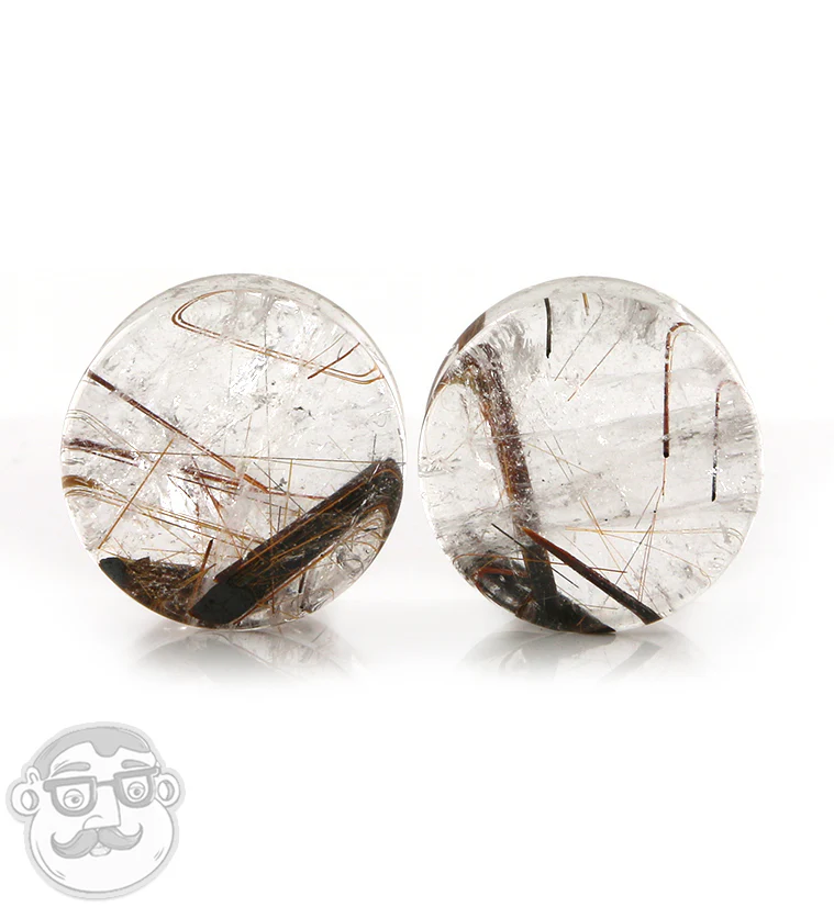 Rutilated Quartz Stone Plugs 3/4" (19mm)