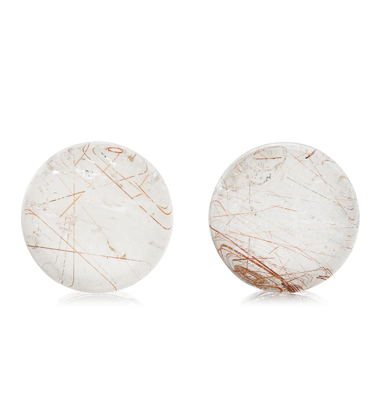 Rutilated Quartz Stone Plugs 3/4" (19mm) Version 4