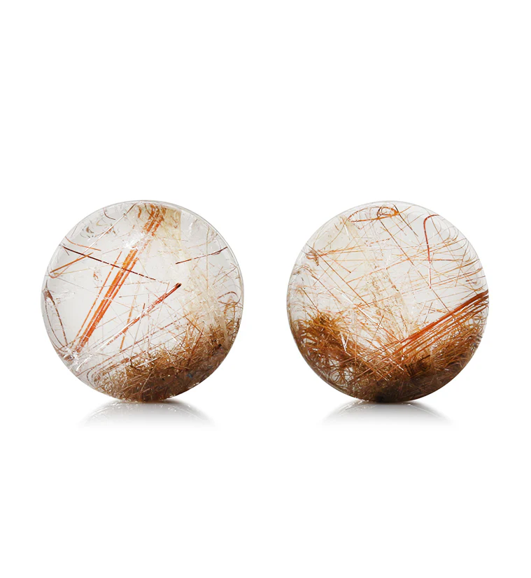 Rutilated Quartz Stone Plugs 3/4" (19mm) Version 5