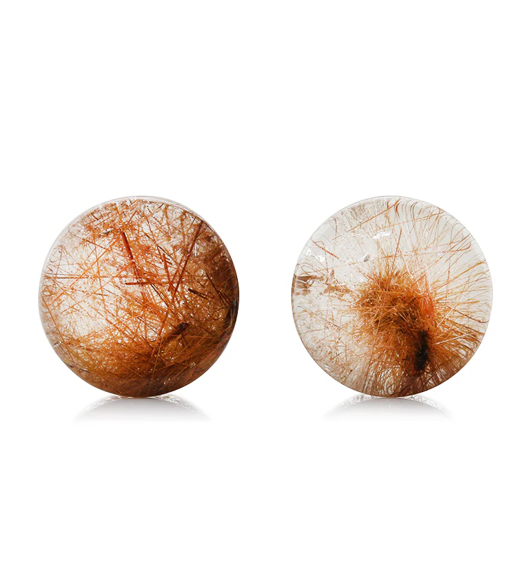 Rutilated Quartz Stone Plugs 3/4" (19mm) Version 7