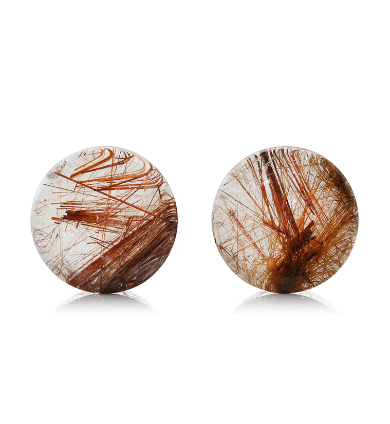 Rutilated Quartz Stone Plugs 3/4" (19mm) Version 9