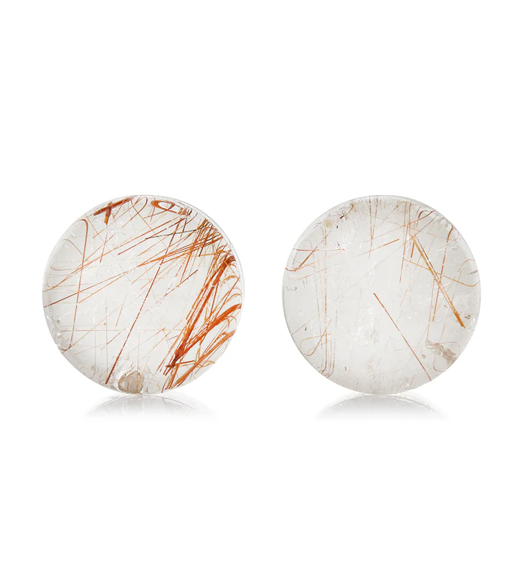Rutilated Quartz Stone Plugs 3/4" (19mm) Version 14
