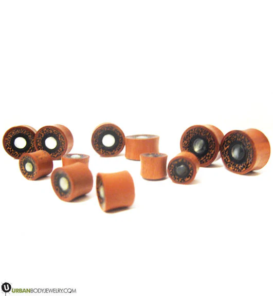 Saba Two Tone Wood Inlay & Shell Plugs - Image 3