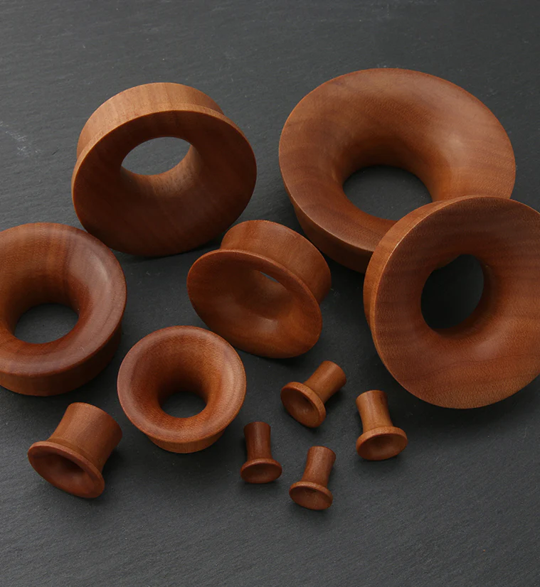 Saba Wood Mayan Flare Tunnel Plugs - Image 2