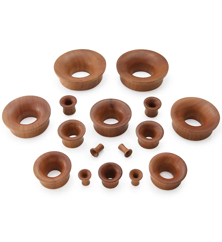Saba Wood Mayan Flare Tunnel Plugs - Image 3