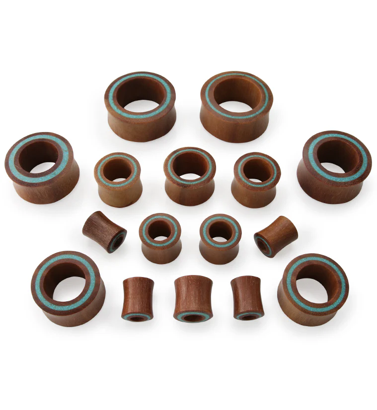 Saba Wood Tunnels with Turquoise Rim - Image 3