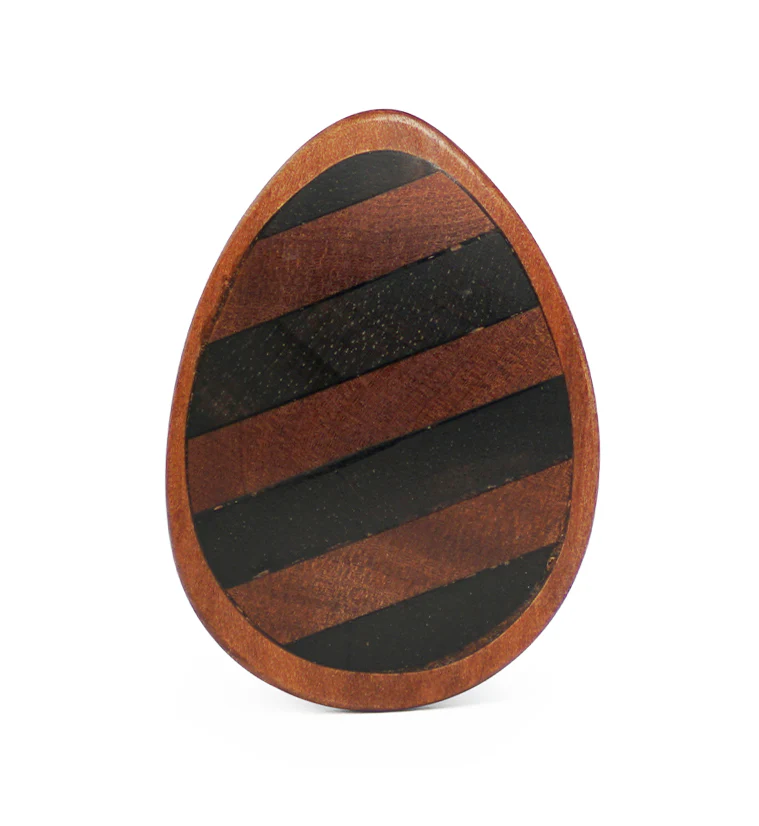 Saba Wooden Teardrop Plugs With Striped Inlay - Image 4