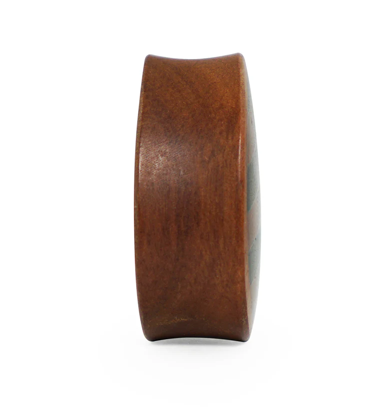 Saba Wooden Teardrop Plugs With Striped Inlay - Image 7