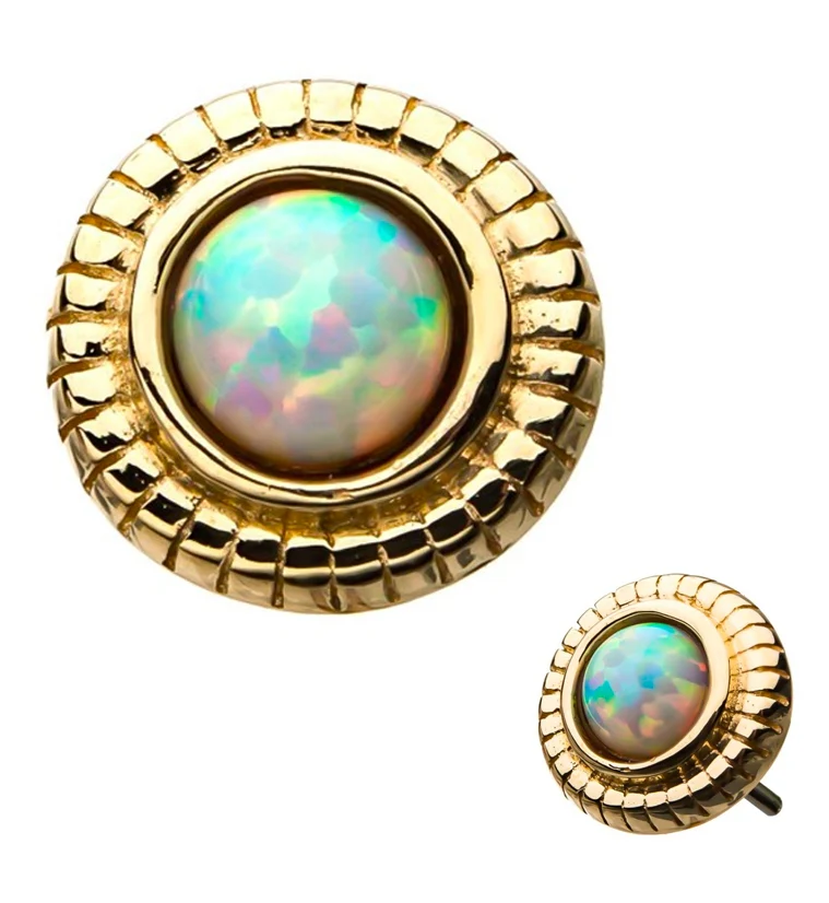 Score 14kt Gold Bezel Set Opalite Threadless Top