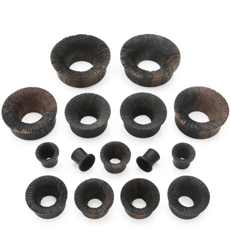 Score Areng Wood Mayan Flare Tunnel Plugs - Image 4