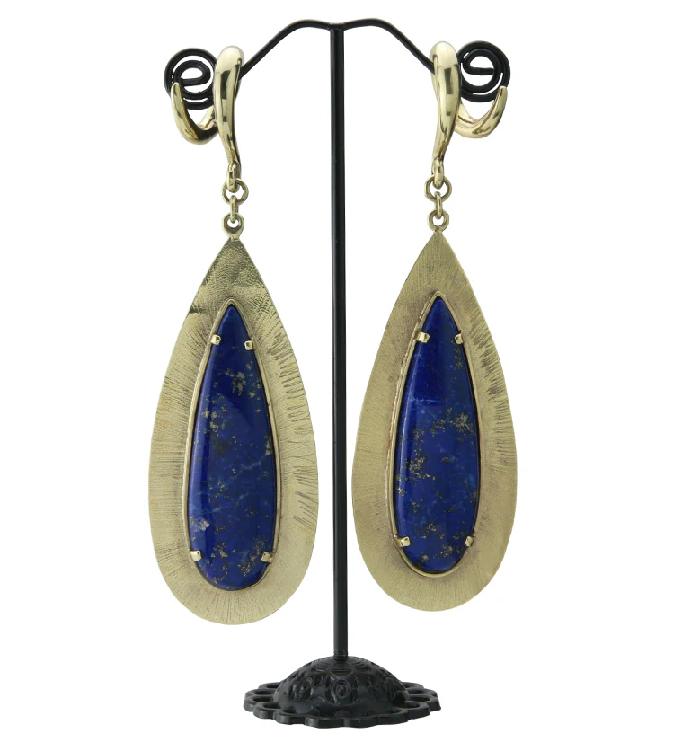 Score Lapis Lazuli Stone Brass Ear Weights - Image 3