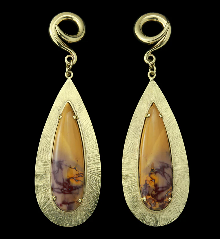 Score Mookaite Stone Brass Ear Weights
