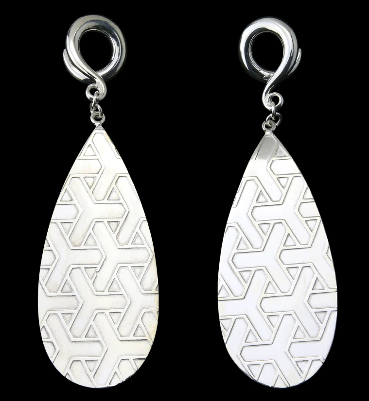 Score Mookaite Stone White Brass Ear Weights - Image 2