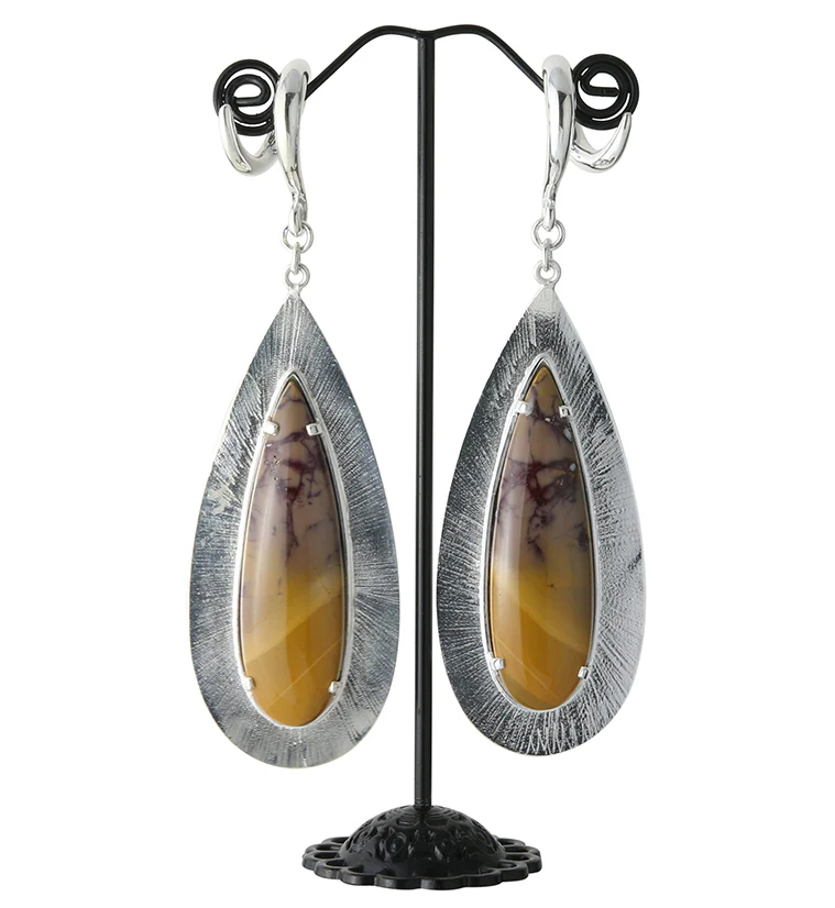 Score Mookaite Stone White Brass Ear Weights - Image 3