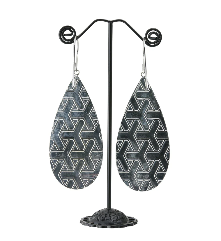 Score Mookaite Stone White Brass Hangers / Earrings - Image 3
