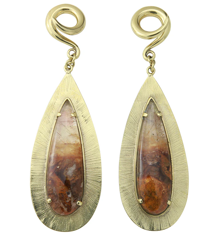 Score Rutilated Quartz Brass Ear Weights - Image 2