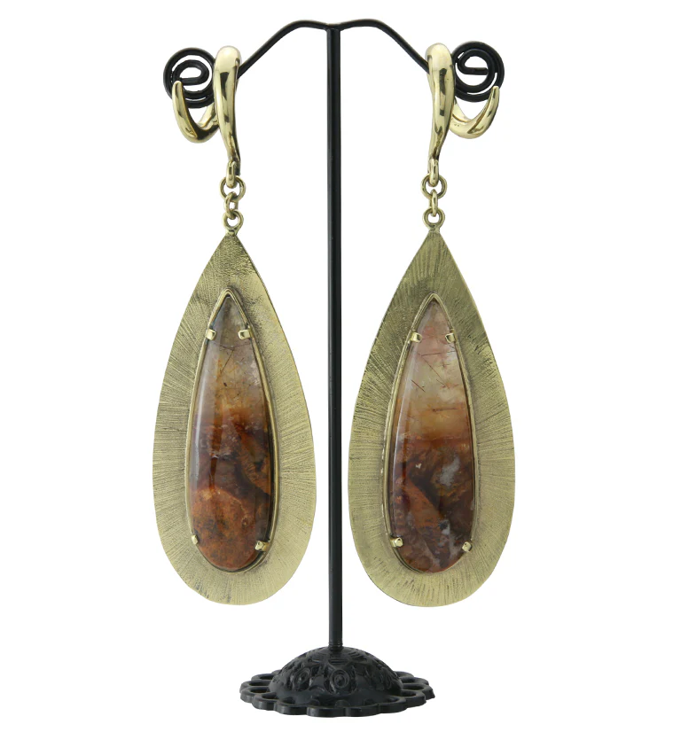 Score Rutilated Quartz Brass Ear Weights - Image 3