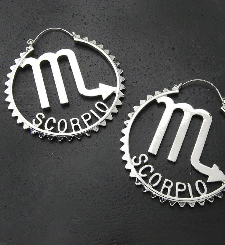 Scorpio Sign Plug Hoops - Image 2