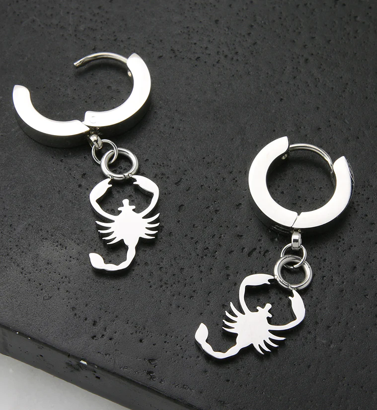 Scorpion Stainless Steel Huggie Earrings - Image 2