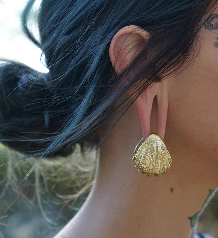 Seashell Brass Ear Weights - Image 3