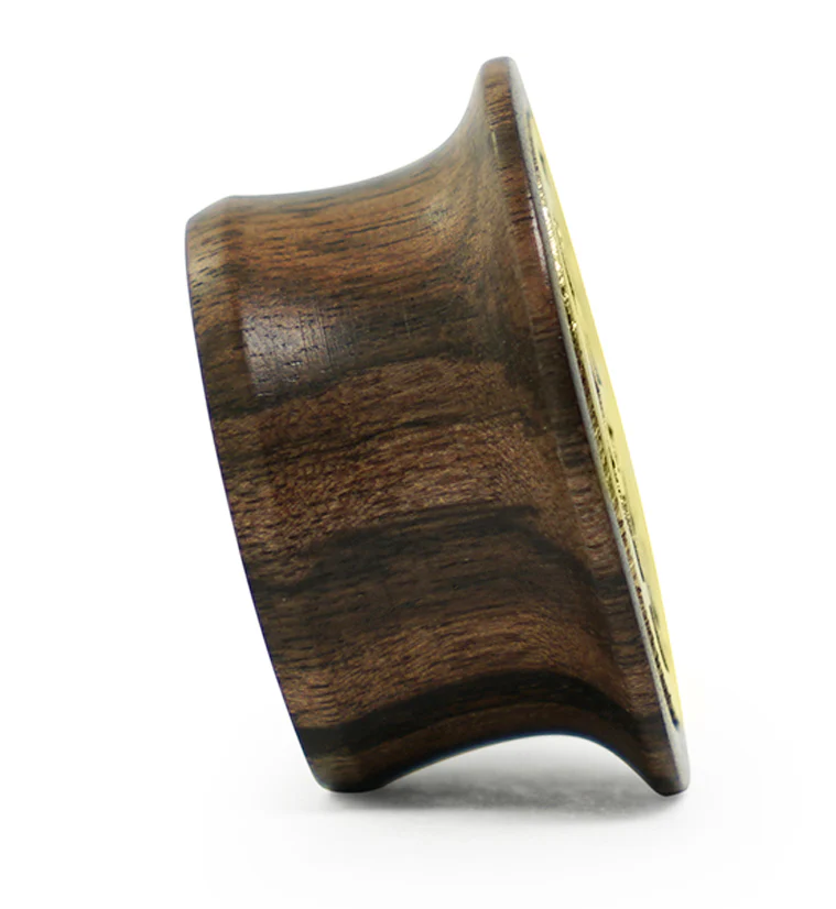 Seed of Life Brass Areng Wood Mayan Flare Plugs - Image 4