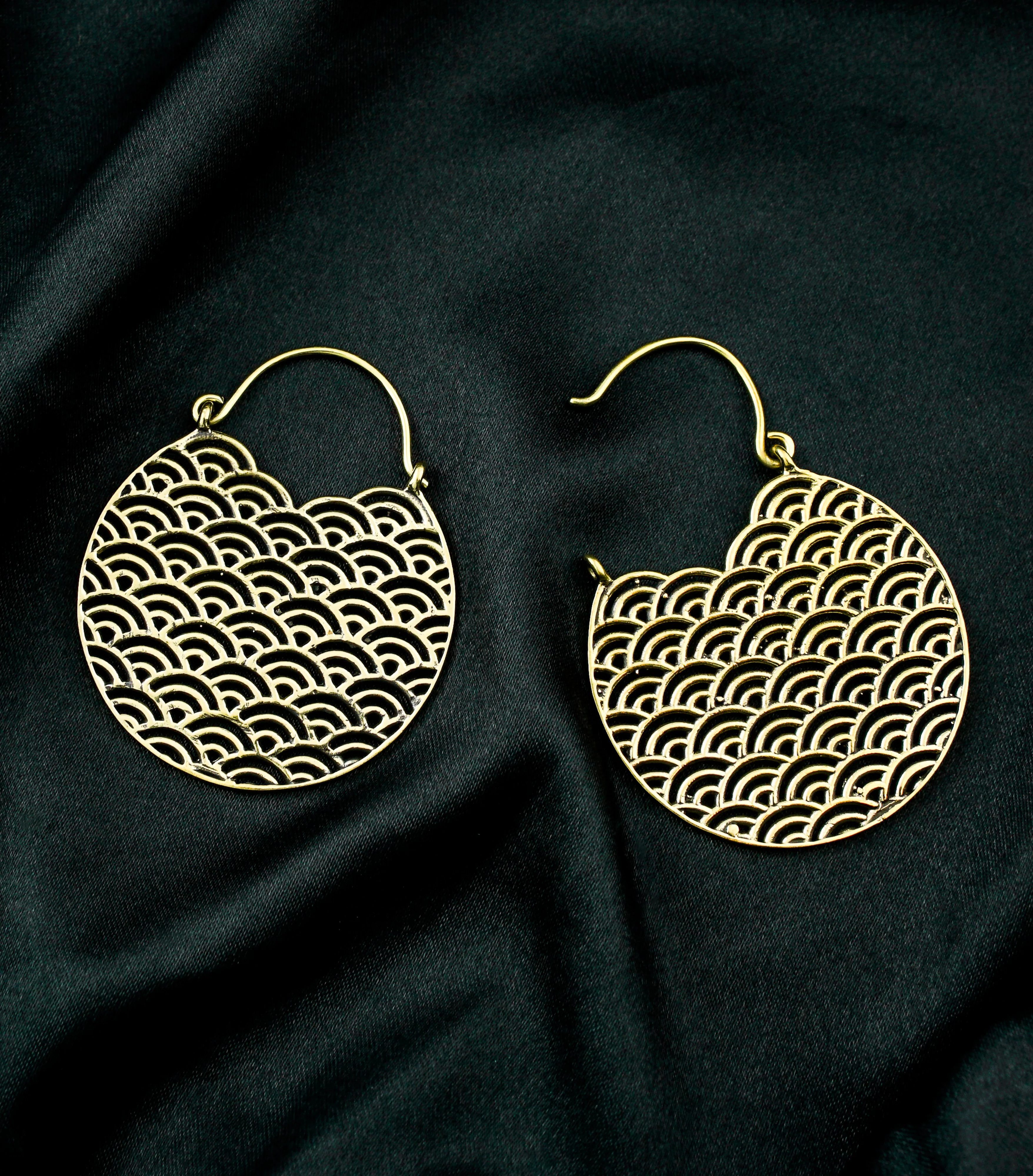 Seigaiha Brass Hinged Hangers/Earrings - Image 2
