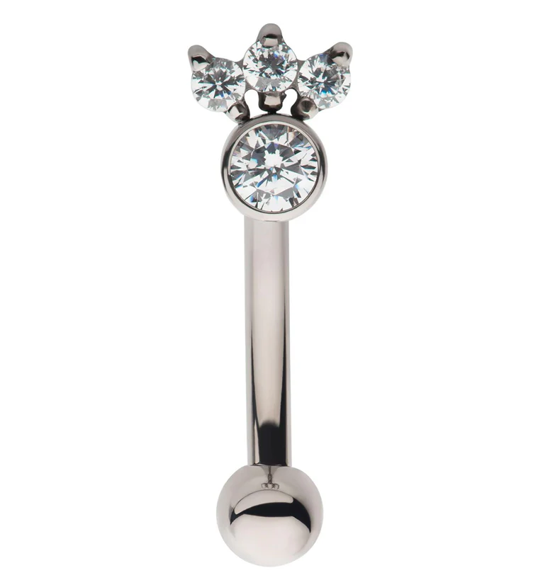 Sepal CZ Internally Threaded Titanium Curved Barbell