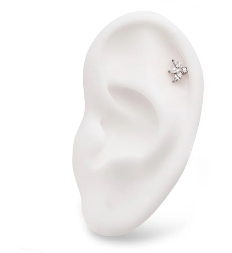 Sepal CZ Threadless Titanium Top - Image 3