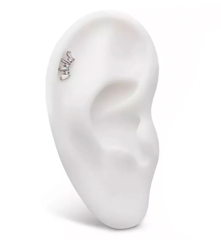 Sequential Clear CZ Internally Threaded Titanium Top - Image 3