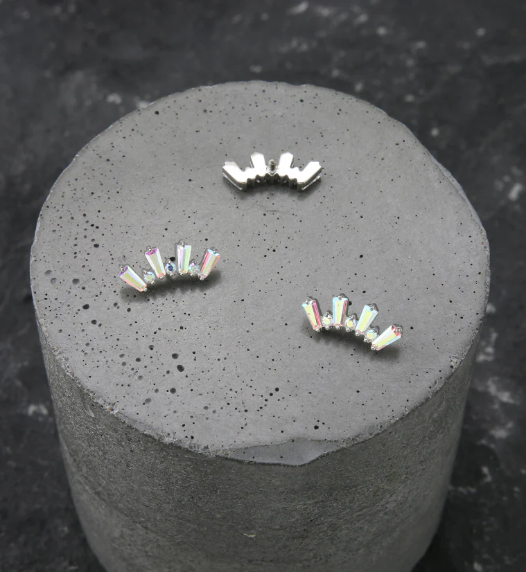 Sequential Rainbow Aurora CZ Internally Threaded Titanium Top - Image 2