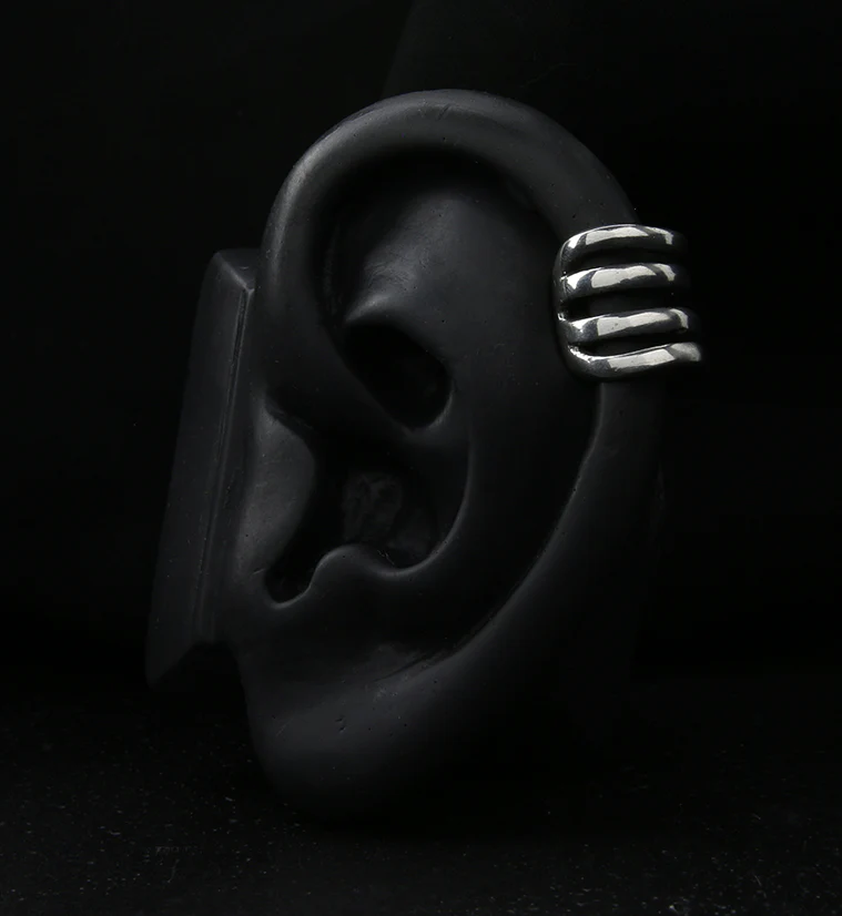 Short Coil White Brass Ear Cuff