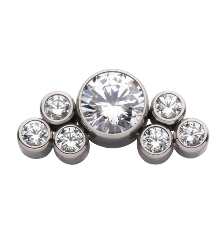 Side Facing Cluster Gem Titanium Threadless Top - Image 2