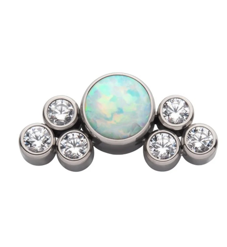 Side Facing Cluster Opalite Gem Titanium Threadless Top - Image 2