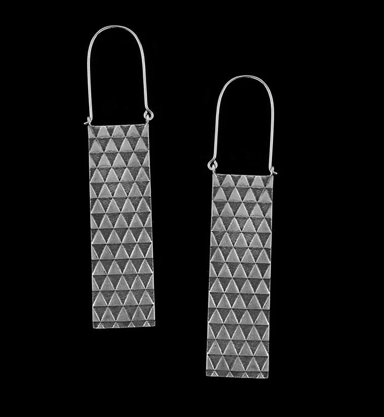 Silver Fifty-Fifty Titanium Hangers - Earrings