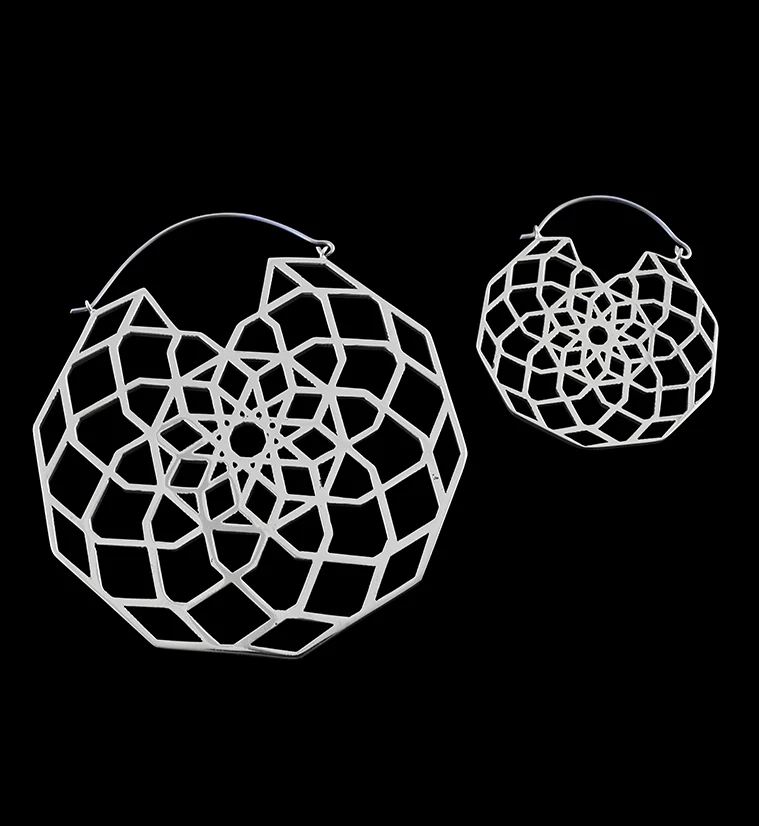 Silver Labyrinth Titanium Hangers - Earrings - Image 2