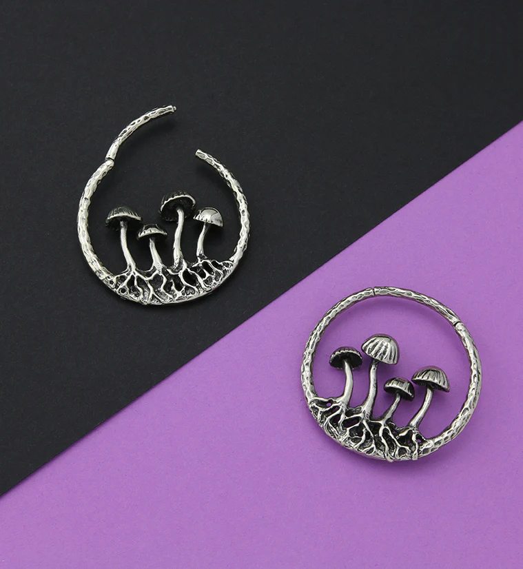 Silver Shroom White Brass Ear Weights - Image 2