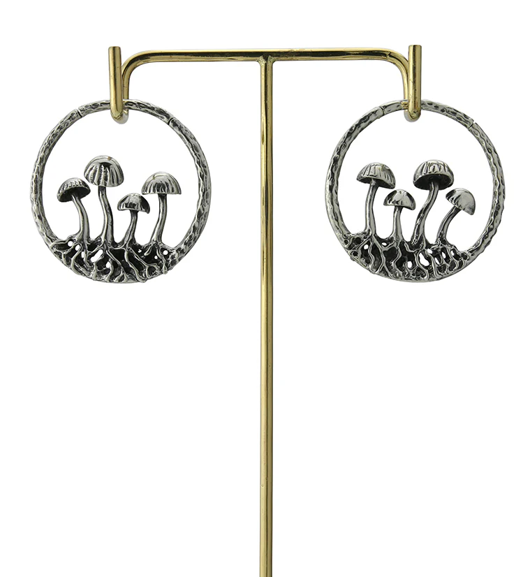 Silver Shroom White Brass Ear Weights - Image 4