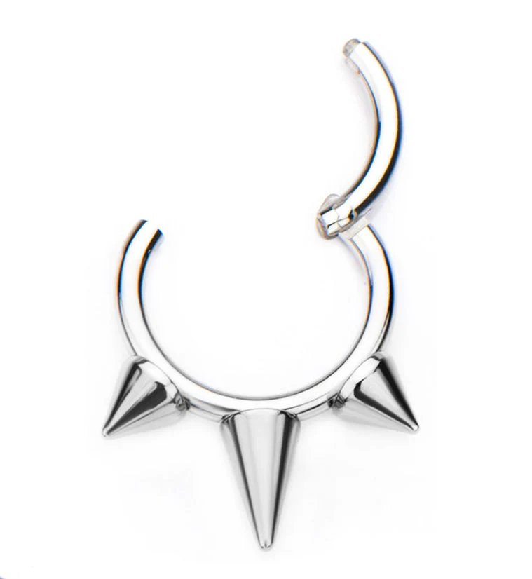 Silver Spiked Hinged Segment Ring